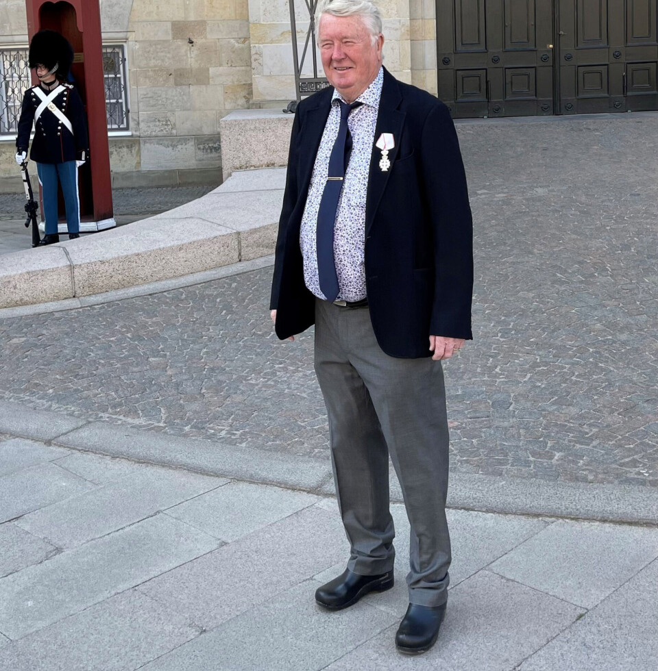 Her er de træsko, Torben bar ved audiensen.
