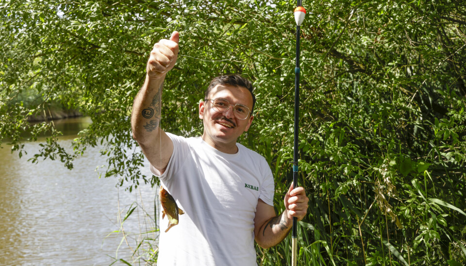 Umut fik hurtigt en fisk på krogen.
