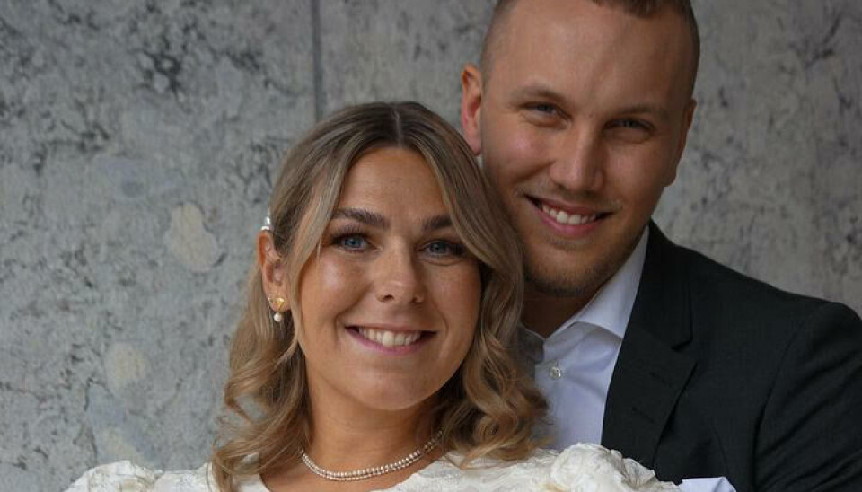Nanna og Kristoffer på deres bryllupsdag.