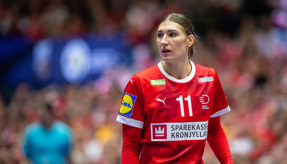 Line Haugsted (11) fra Danmark set under håndboldlandskampen mellem Danmark og Rumænien til VM i Håndbold 2023 i Jyske Bank Boxen i Herning, d. 5/12 2023.