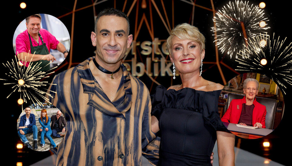 Kandis-Johnny, Simon Kwamm, Nanna Fabricius, Thomas Blachman, Abdel Aziz Mahmoud, Cecilie Beck og dronning Margrethe.