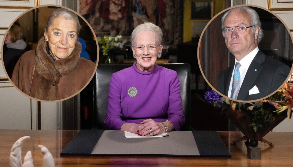 Birgitta Hillingsø, dronning Margrethe og kong Carl Gustaf.