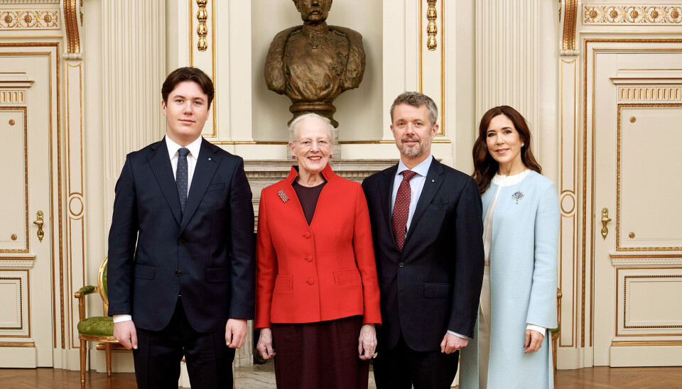 Prins Christian, dronning Margrethe, kronprins Frederik og kronprinsesse Mary.