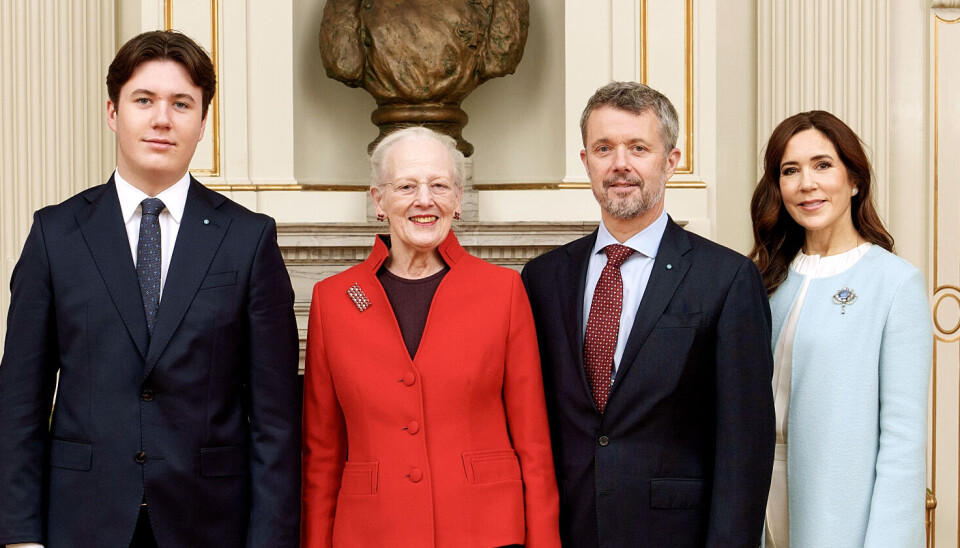 Prins Christian, dronning Margrethe, kronprins Frederik og kronprinsesse Mary.