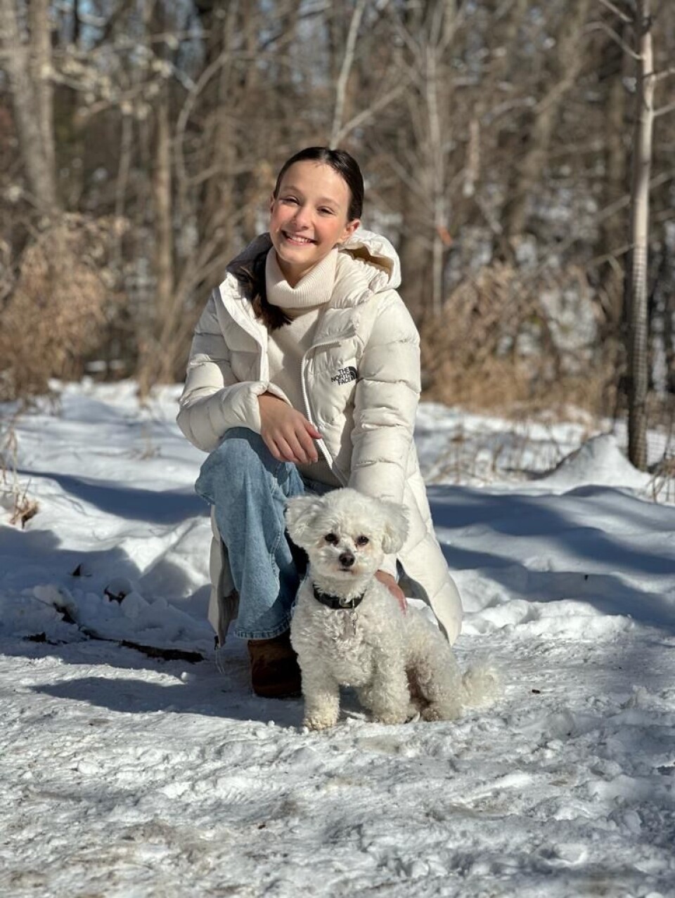 Komtesse Athena med hunden Cerise.