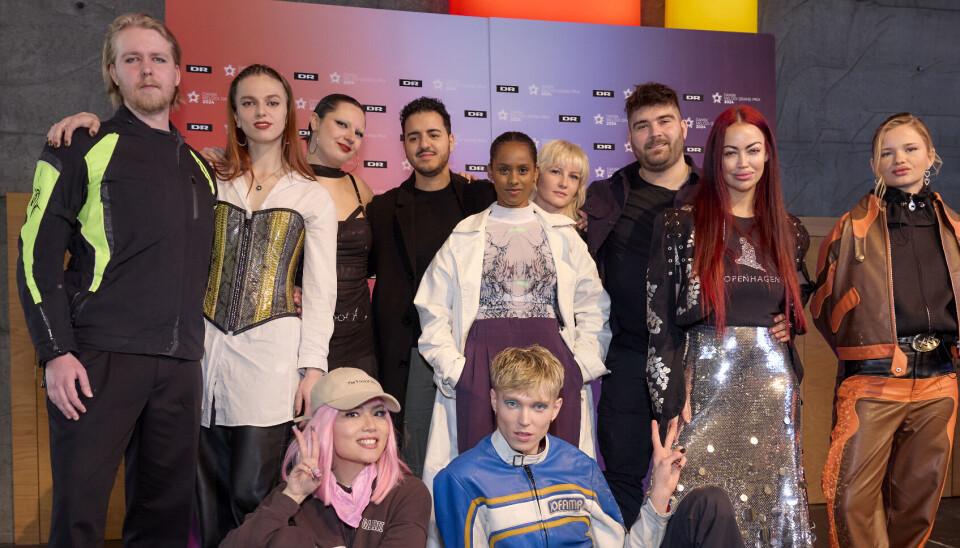 Deltagerne til 'Dansk Melodi Grand Prix' 2024 til pressemøde i DR Byen.