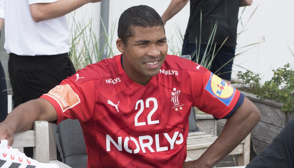 Pressemøde med Danmarks håndboldlandshold (herrer) Mads Mensah