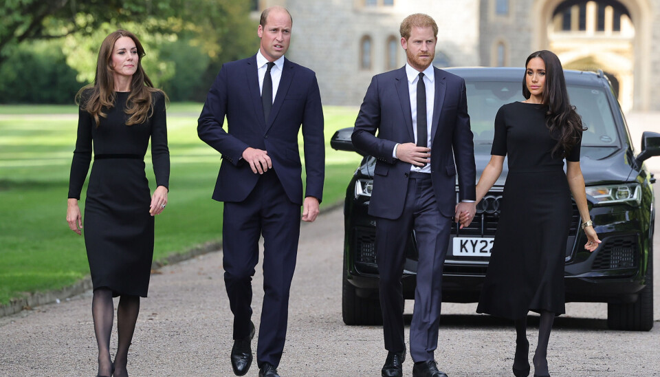 Catherine, prinsessen af Wales, og William, prinsen af Wales med prins Harry, hertugen af Sussex, og Meghan, hertuginden af Sussex.