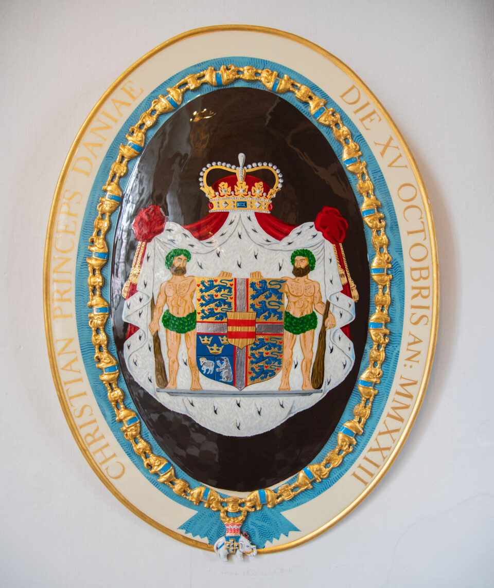 Kronprins Christians elefantridderskjold på Frederiksborg Slot.