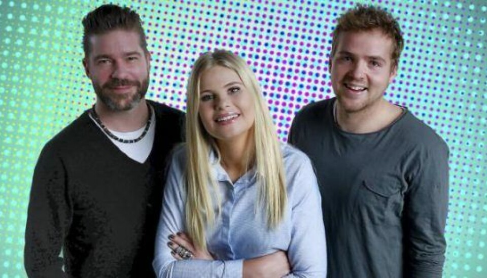 Søren Rasted, Sofie Linde og Joakim Ingversen står i spidsen for dette års MGP, som afholdes 14. februar. Foto: DR
