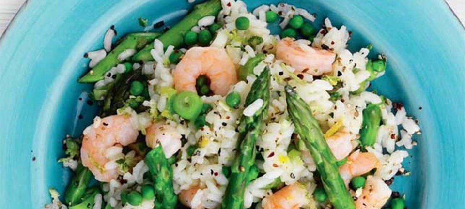 Risotto med asparges og rejer