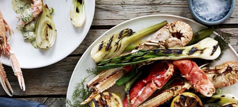 Grillede hummerkløer og jomfruhummere