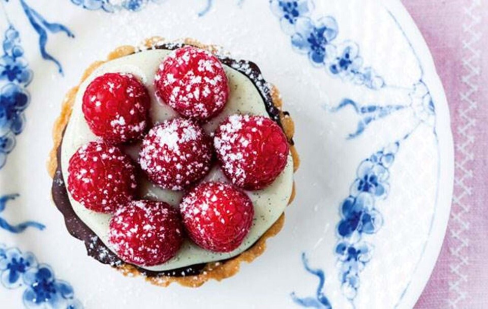 Hindbærtærter med mazarin og creme