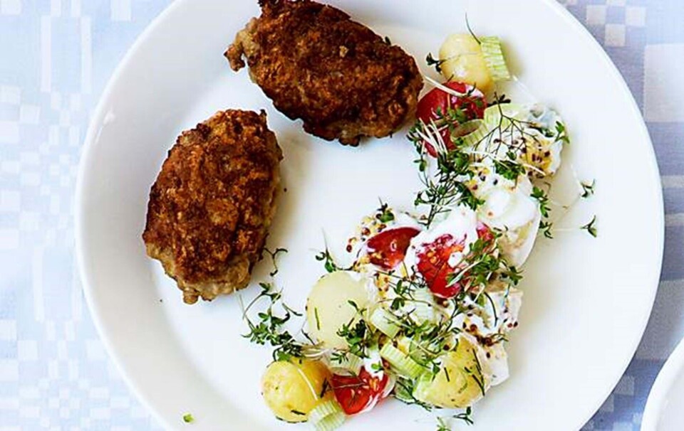 Opskrift på frikadeller med sommerlig kartoffelsalat
