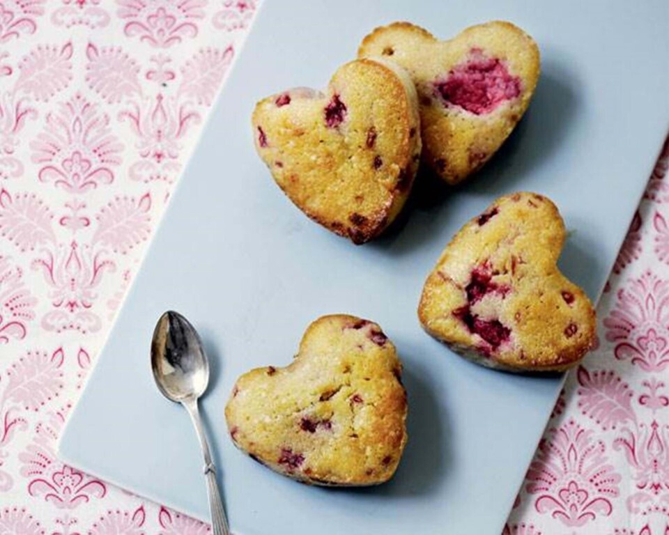 Mazarinhjerter med hindbær