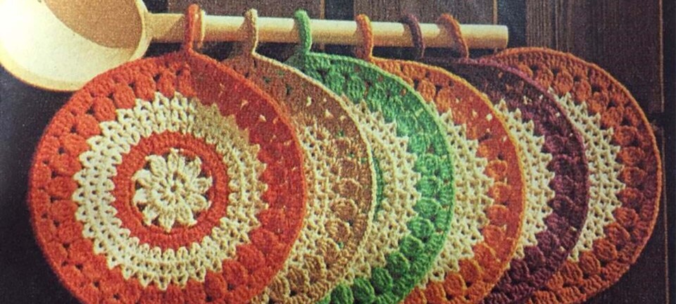 Skøn retro: Hæklede runde grydelapper