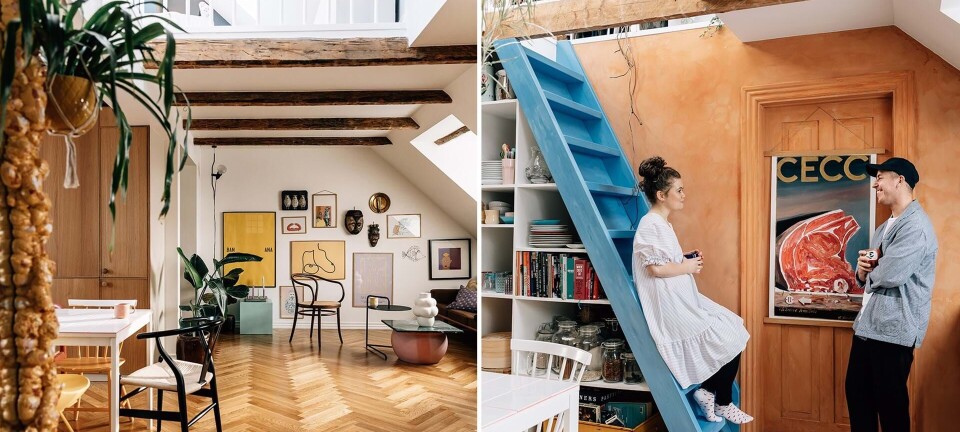 Camilla og Lasse har selv forvandlet et slidt tørloft til en drømmelejlighed