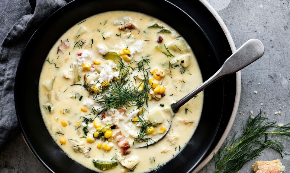 Skøn suppe: Majschowder med krabbe