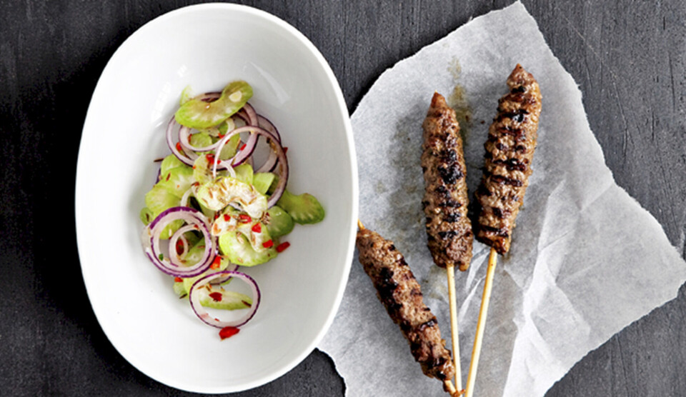 Seekh kebab opskrift med løgsalat