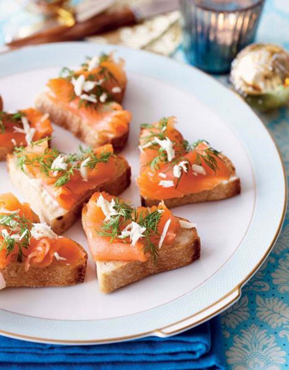 Hjertebruschetta med røget laks