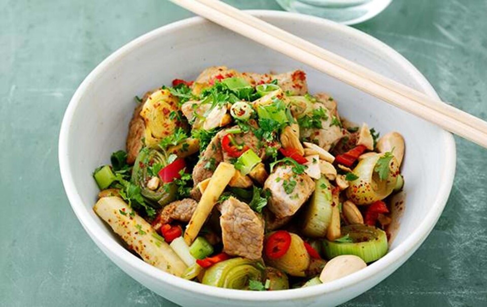 simremad med svinekød og karry