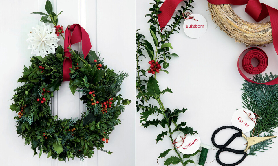Sådan binder du en flot julekrans til døren