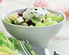 Frugtsalat med flødeostecreme