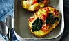 Bagte kartofler med frisk mozzarella og spinat