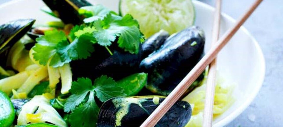 Muslinger med kokosmælk og risnudler