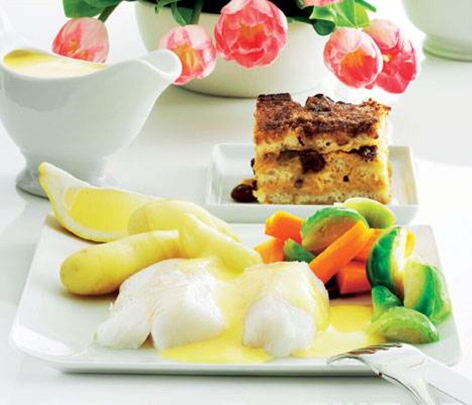 Billede 1 - Spændende weekendmenu: Fisk med citronhollandaise & irsk brødbudding