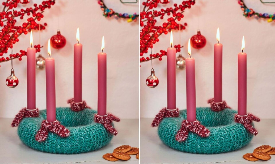 Strikket adventskrans