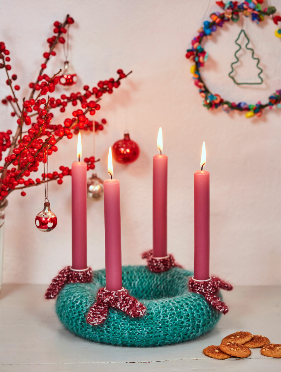 Strikket adventskrans