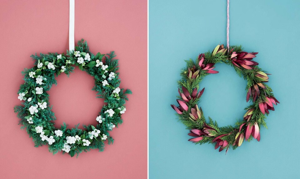 Find inspiration til din egen personlige krans til hoveddøren.