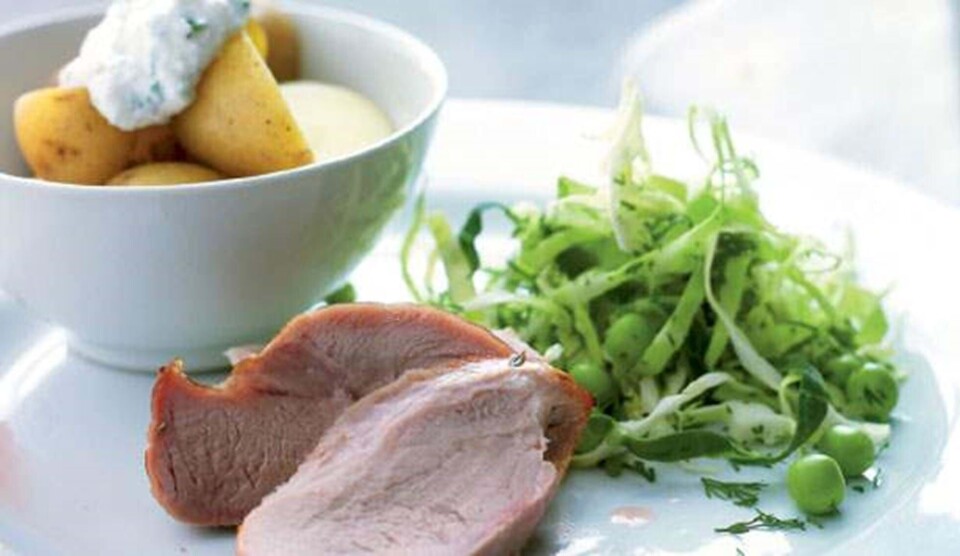 Skinkeculotte opskrift med sommerkålsalat