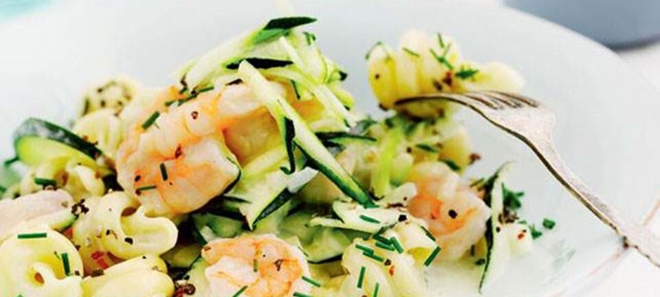 Pasta med rejer & courgetter