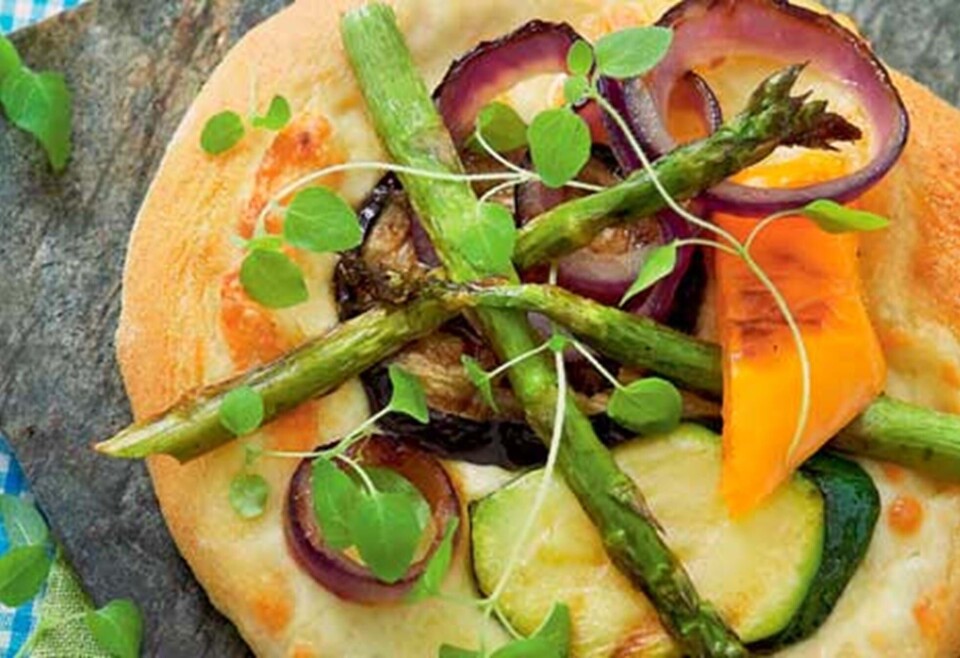 Pizza med grillede grønsager