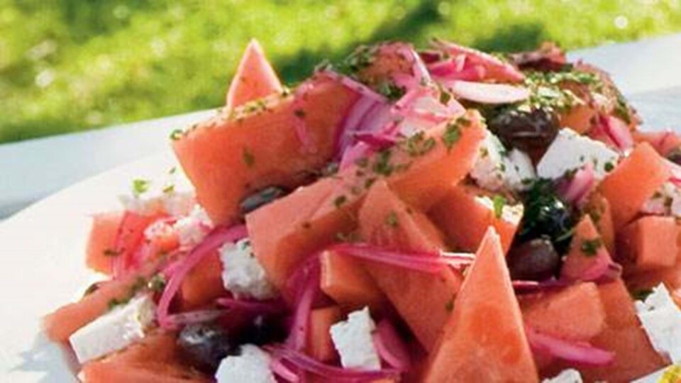 Salat med vandmelon og feta