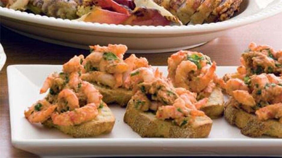 Bruschetta med krydret rejesalat