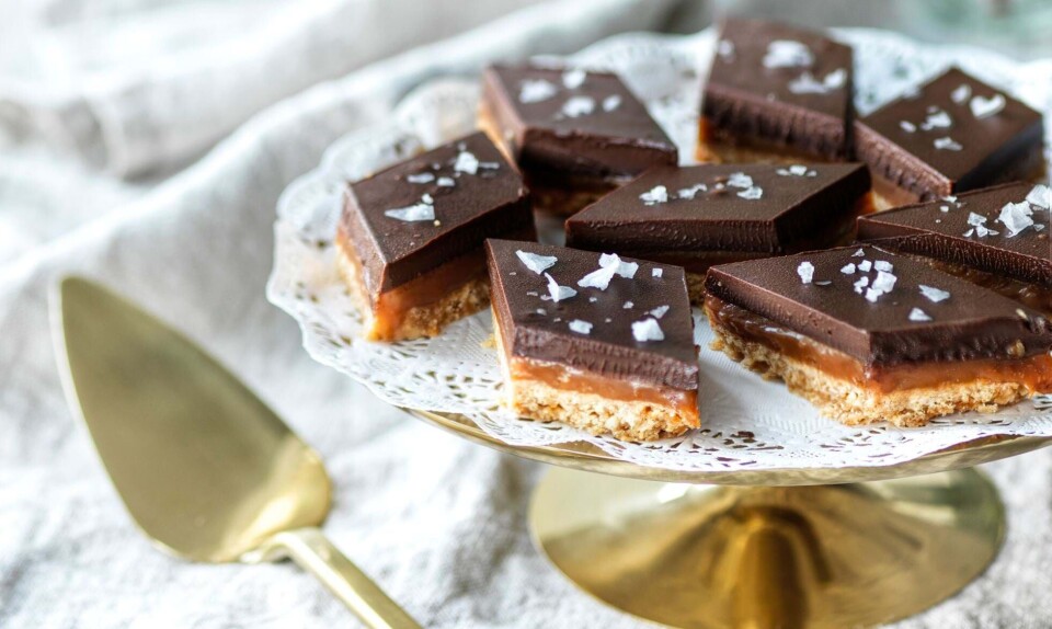 Karamel- og chokoladesnitter med flagesalt
