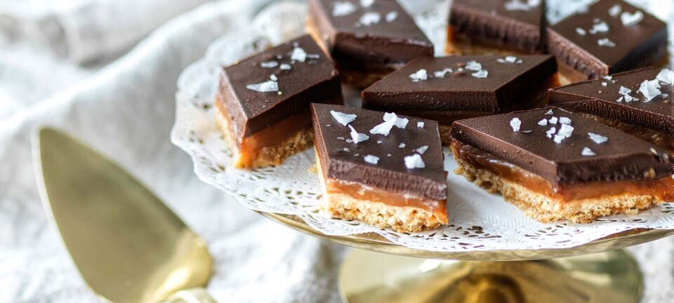 Karamel- og chokoladesnitter med flagesalt