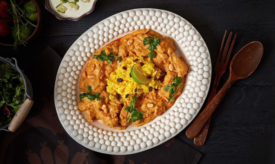 Butter chicken med indisk raita
