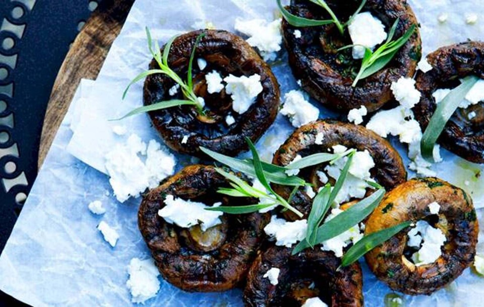Billede 1 - Opskrift på grillede, marinerede svampe med gedeost