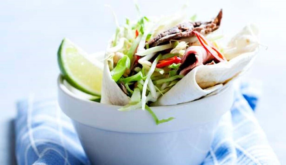 Thaiwraps opskrift med roastbeef