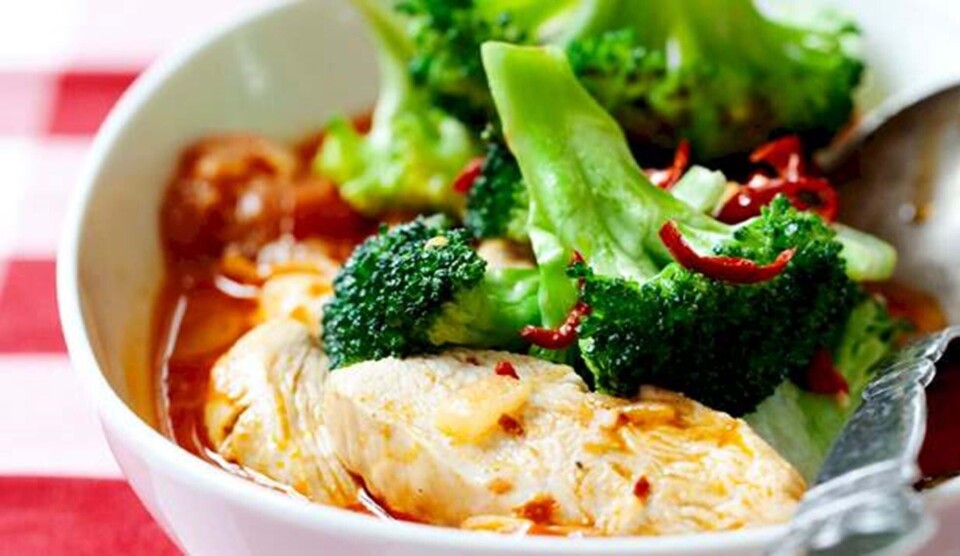 Thai opskrift med kokoskarry, kylling og broccoli