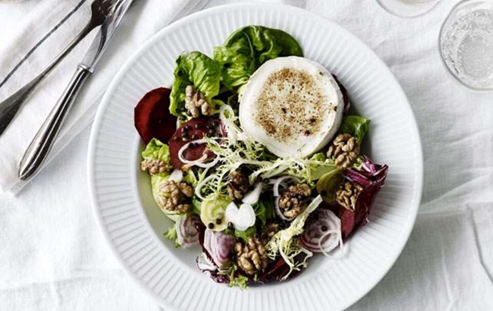 Salad chevre chaud med rødbede og linser