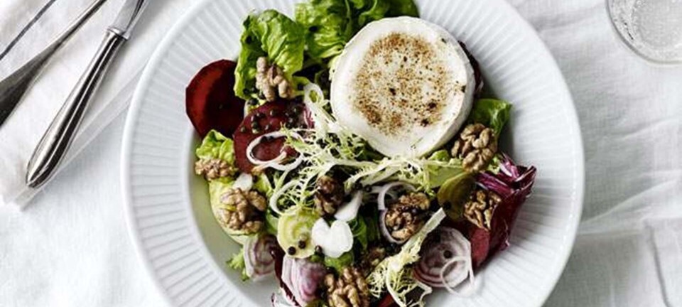 Salad chevre chaud med rødbede og linser