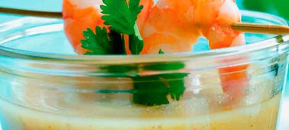 Karrysuppe med store rejer