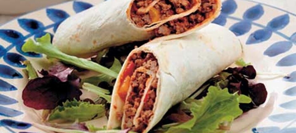 Bløde tortillas med kødfyld