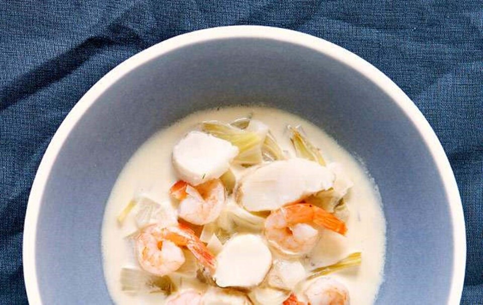 Fiskesuppe med fennikel, fløde og hvidvin