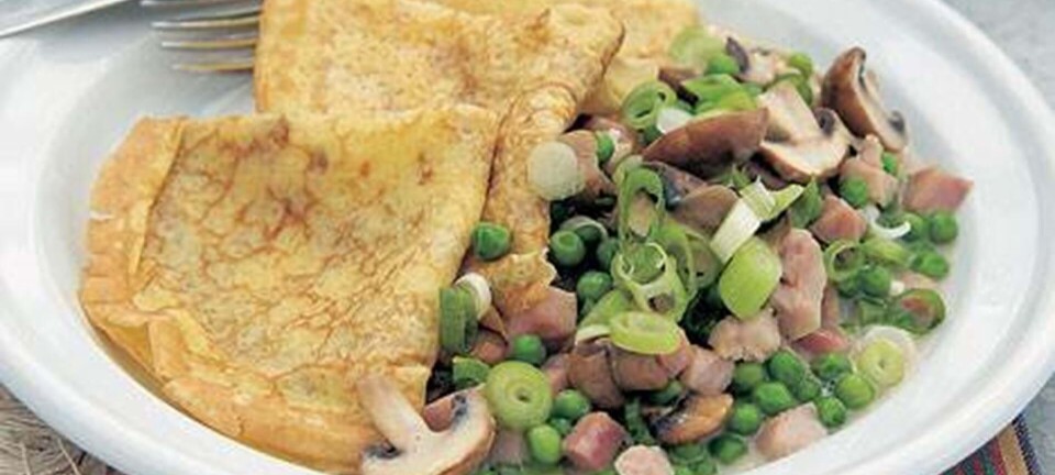 Crepes med skinke & champignon